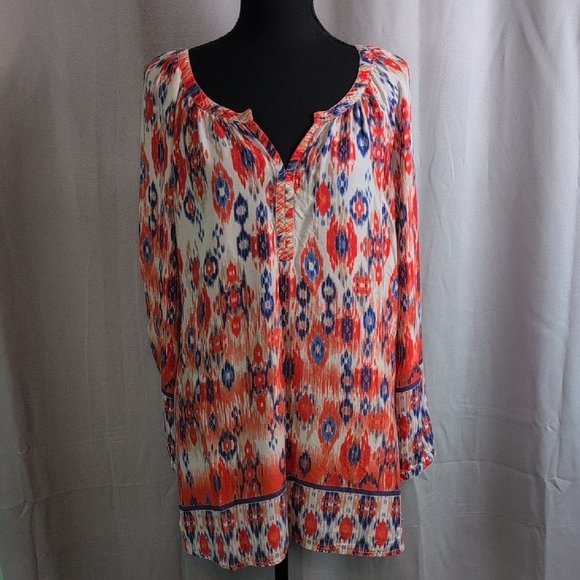 Beachlunchlounge Relaxed Orange and Blue Tunic - Picture 1 of 8